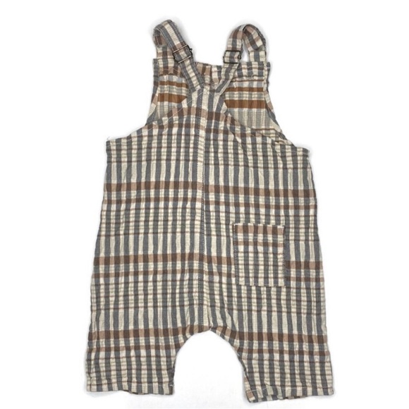 Message In The Bottle Plaid Overalls Romper - Picture 3 of 5